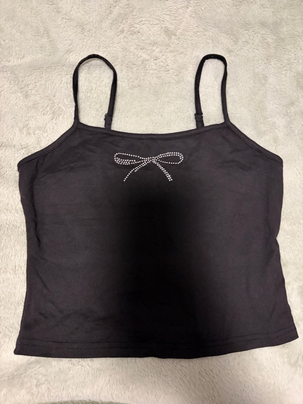 SHEIN Black Rhinestone Bow Cami
